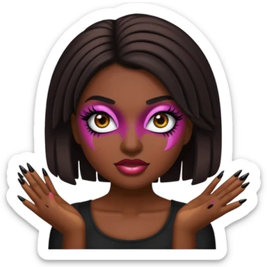 Baddie emoji with fake lashes and nails sticker
