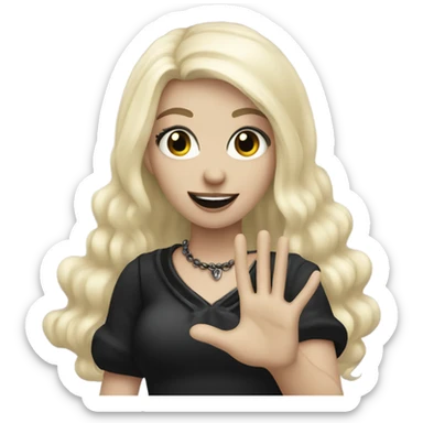 Blonde goth girl waving her hand sticker
