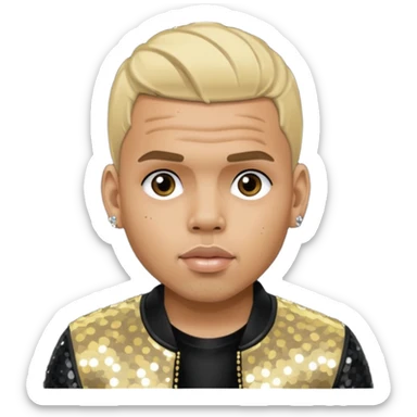 Chris Brown with blonde hair, black sequin outfit sticker