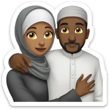 Black Muslim woman hugging Desi Muslim man  sticker
