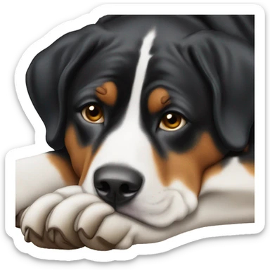 Swiss mountain dog laying on side sticker