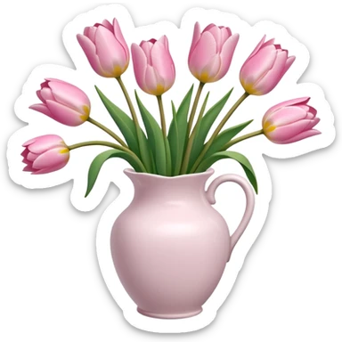 Light pink tulips in white vase sticker