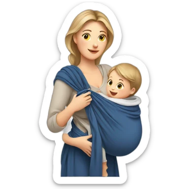 European Babywearing mom with baby and ring sling sticker