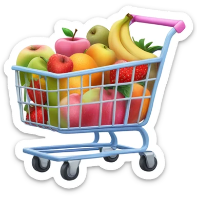 cute pink grocery cart with fruit sticker