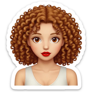 Curly hair gipsy girl with red lips sticker