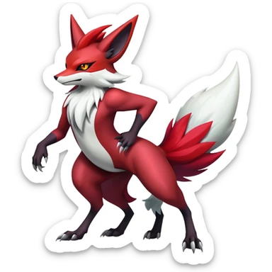 Shiny Exotic Gothic Badass Delphox-Zoroark-Zangoose-hybrid-creature sticker