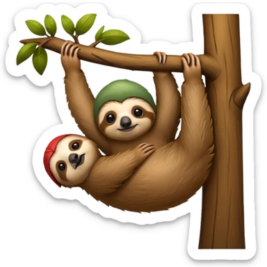baby sloth on the tree sticker