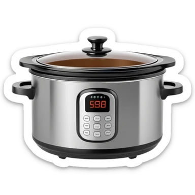 Minimalist Large Slow Cooker, high detail, hyperrealistic, still life, 4k sticker