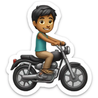 indian boy on bike sticker