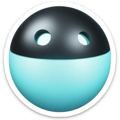 Black latex sphere with a light blue lock on it sticker
