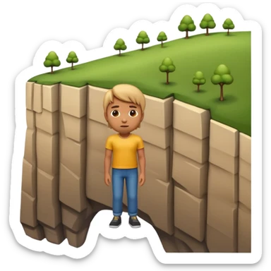 A 3D emoji of a person standing at the edge of a steep cliff in Apple style. The person faces forward, close to the edge, showing a sense of height and danger. Clean, glossy , isolated on white background.


 sticker