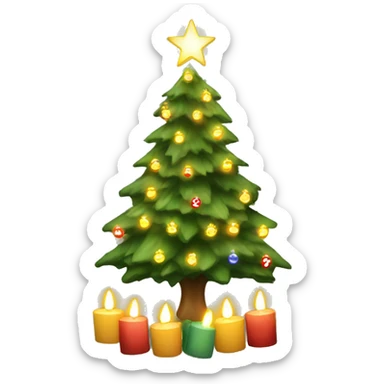 Christmas tree with lights and candles  sticker