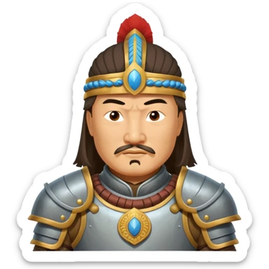 portrait of Genghis Khan in armor rotated 45 degrees to the right sticker