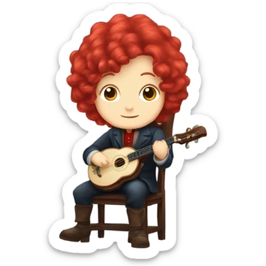 Antonio Vivaldi Red wig older chibi sitting chair banjo sticker