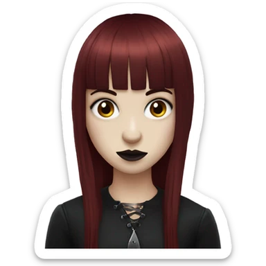 goth girl that has porcelain skin and Long Dark Red hair and has fringe bangs sticker