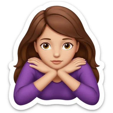 girl with brown her lying on stomach (only head and shoulders shown) with hands under the chin sticker