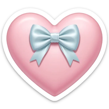 Pastel pink heart with white bow sticker