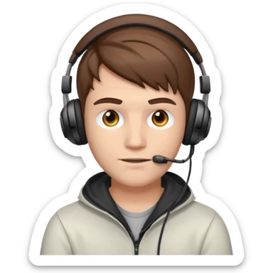 garcon blanc cheveux brun gamer sticker