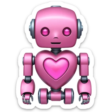 pink robot heart sticker