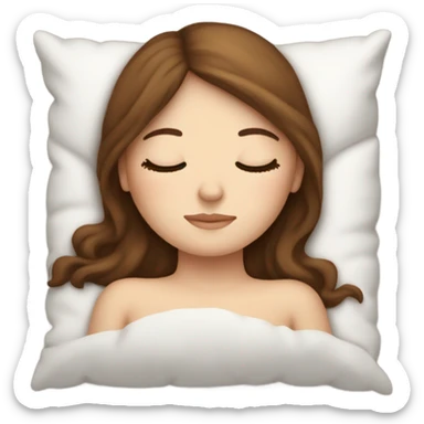 White girl with frekles Brown not curly hair sleeping peacfully on a pillow  sticker