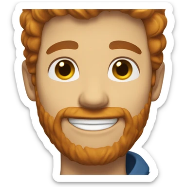 Brown haired white man with ginger beard, blue eyes and a gappy smile  sticker