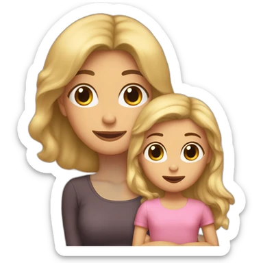 Maman brune qui fait un câlin à ça fille blonde sticker