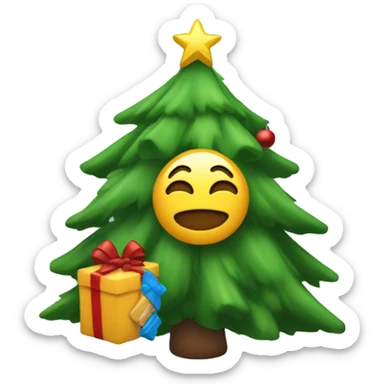 un emoji avec un sapin de noel et sur le toit un sapin de Noël  sticker