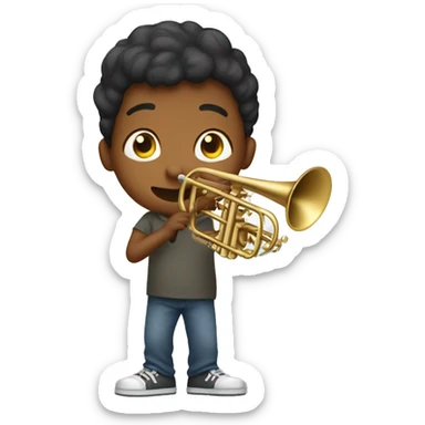 Teeage boy playing the trombone sticker