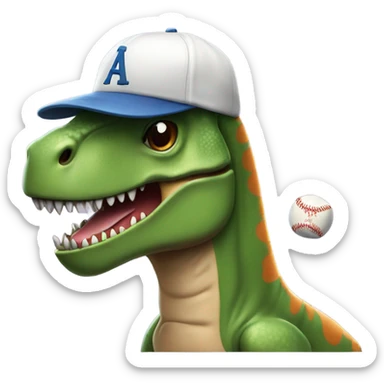 T Rex wearing a baseball hat sticker