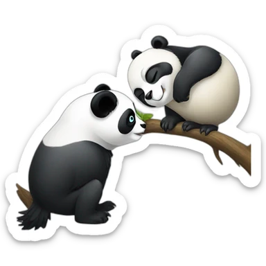 panda kissing an owl sticker