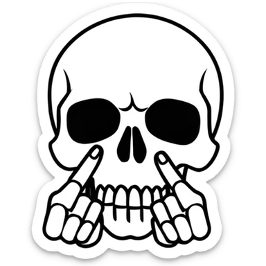 skull making a 'shh' gesture, finger to mouth sticker