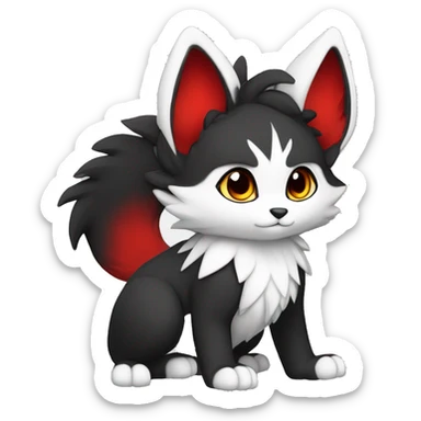 Anthro-Edgy-Cool-Dark-Black-White-Red-Contrast-Colors-Fantasy-Fur-Sona-Chibi-Shiny-Fakémon-Hybrid full body sticker