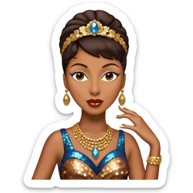 Josephine Baker with dark brown hair, bronze sequin outfit sticker