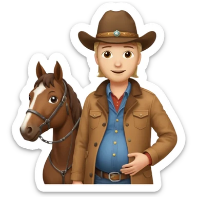pregnant man  near horse sticker