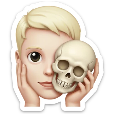skull emoji with hand beging  sticker