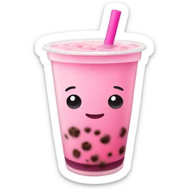 Pink boba tea sticker