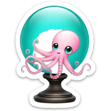 turquoise crystal ball with a light pink cute surgical octopus sticker