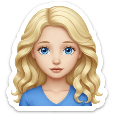 A pale girl with blue eyes and long and blonde , wavy hair  sticker