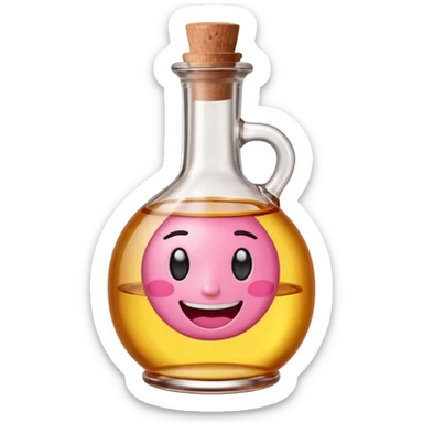 Smiling bottle of oil pink with silly face sticker
