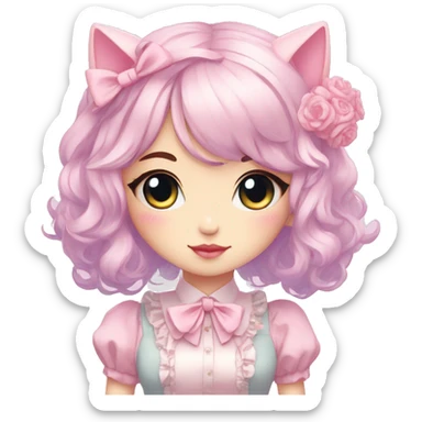 Pastel Kawaii Cute Beautiful Elegant Pretty Anime Punk Lolita Catgirl sticker