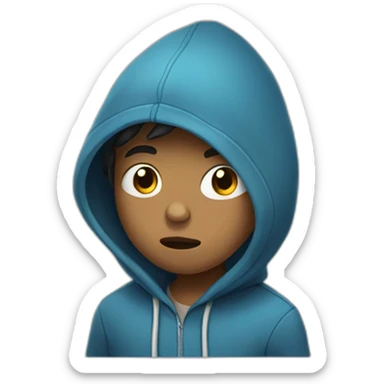 a boy with a hoodie that is listening to sad music sticker