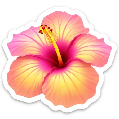 yellow and pink hibiscus flower sticker