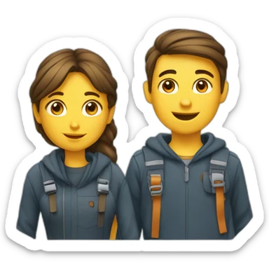 Garçon et une fille font des câlins sticker