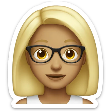 blond girl with clear glasses  sticker