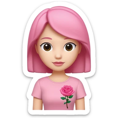 A 3D cartoon rose-pink women’s top with short sleeves, soft fabric texture, gentle lighting, isolated on plain background, Memoji-style. sticker