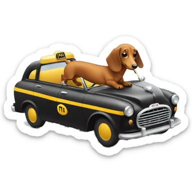dachshund driving a taxi sticker