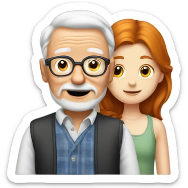 Ginger Grandpa and brunette granddaughter sticker