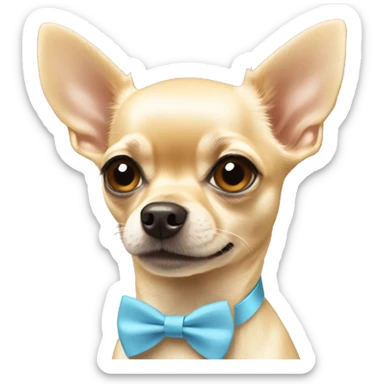 Blonde chihuahua with a light blue bow tie that says Oscar  sticker