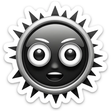 Minimalist emoji-style sticker of a wide open eye with a camera flash bursting into it. High contrast black and white with sharp lines. No gradients.
 sticker