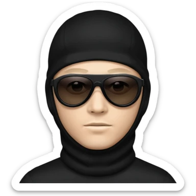 man in black balaclava and black sunglasses sticker